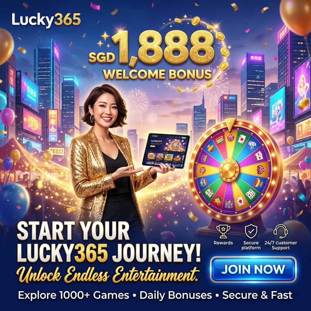 an image of an Asian female presenter in a vibrant, celebratory fantasy setting, with bold colors, vibrant lighting effects, and a colorful palette, capturing the essence of starting a journey with Lucky365, with clear, readable typography, and a focus on the reasons to choose Lucky365, the benefits of joining, and the excitement of starting a new journey, featuring a wheel of fortune, confetti, and cityscape, designed to spark curiosity and encourage engagement, as a hook for visual media, with a focus on the thrill and adventure of online gaming with Lucky365, and the importance of a comprehensive game selection, generous bonuses, and excellent customer support, and emphasizing the idea of "journey" and "adventure" with a map, compass, and suitcase, to create a sense of exploration and discovery.